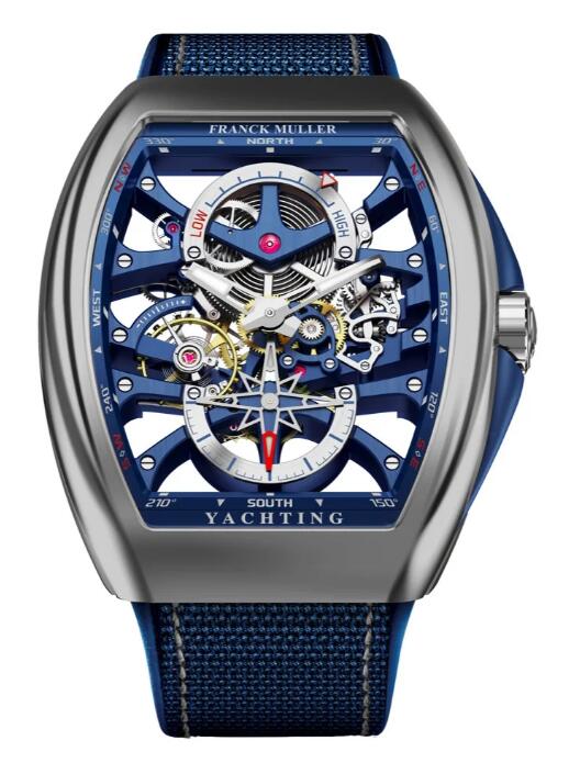 Best FRANCK MULLER Vanguard Yachting Anchor Skeleton V 45 S6 PR SQT ANCRE FM YACHT (BL) ST Replica Watch